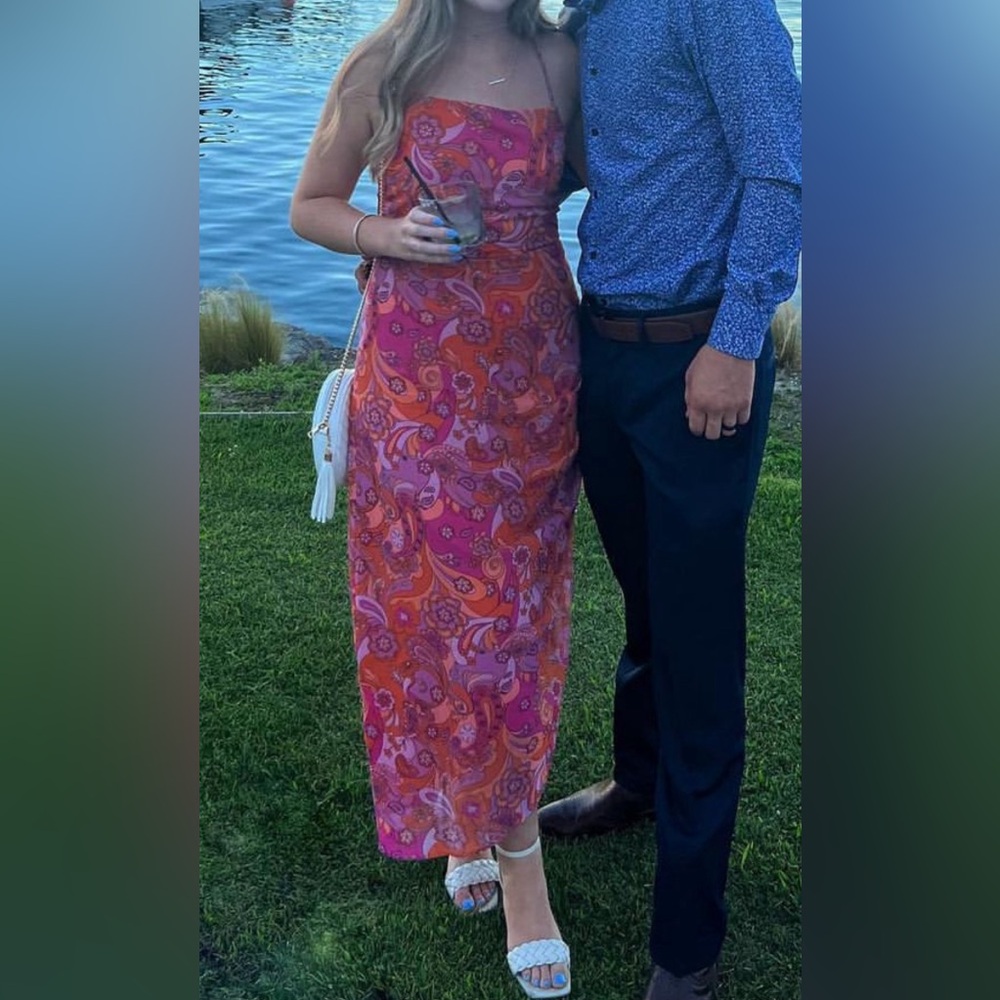 Lulu’s Groovy Orange Paisley dress